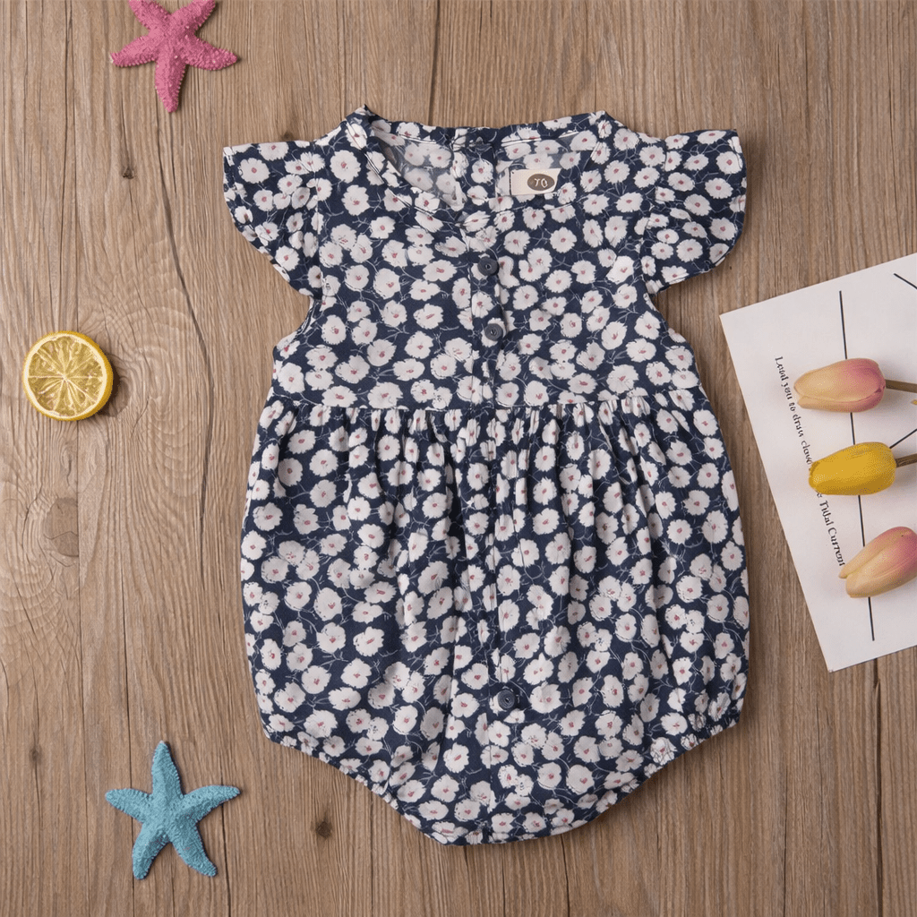 Barboteuse Bébé Fille Fleurie en Coton Kalinatur