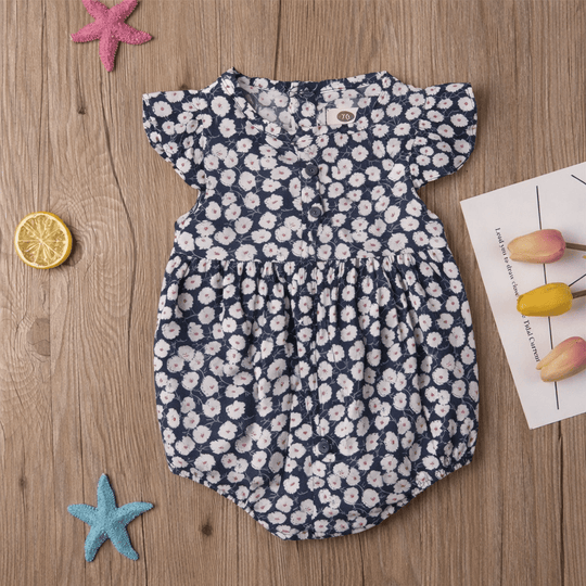 Barboteuse Bébé Fille Fleurie en Coton Kalinatur