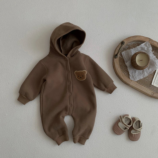   combinaison marron avec capuche ourson