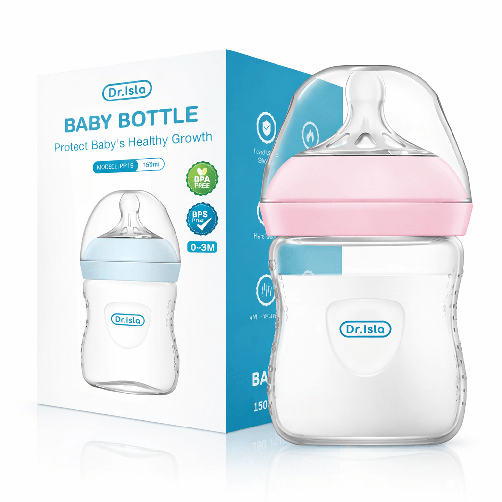  bébé 150 ml rose en silicone sans BPA, anti-colique Dr. Isla, adapté aux nourrissons de 0 à 3 mois

