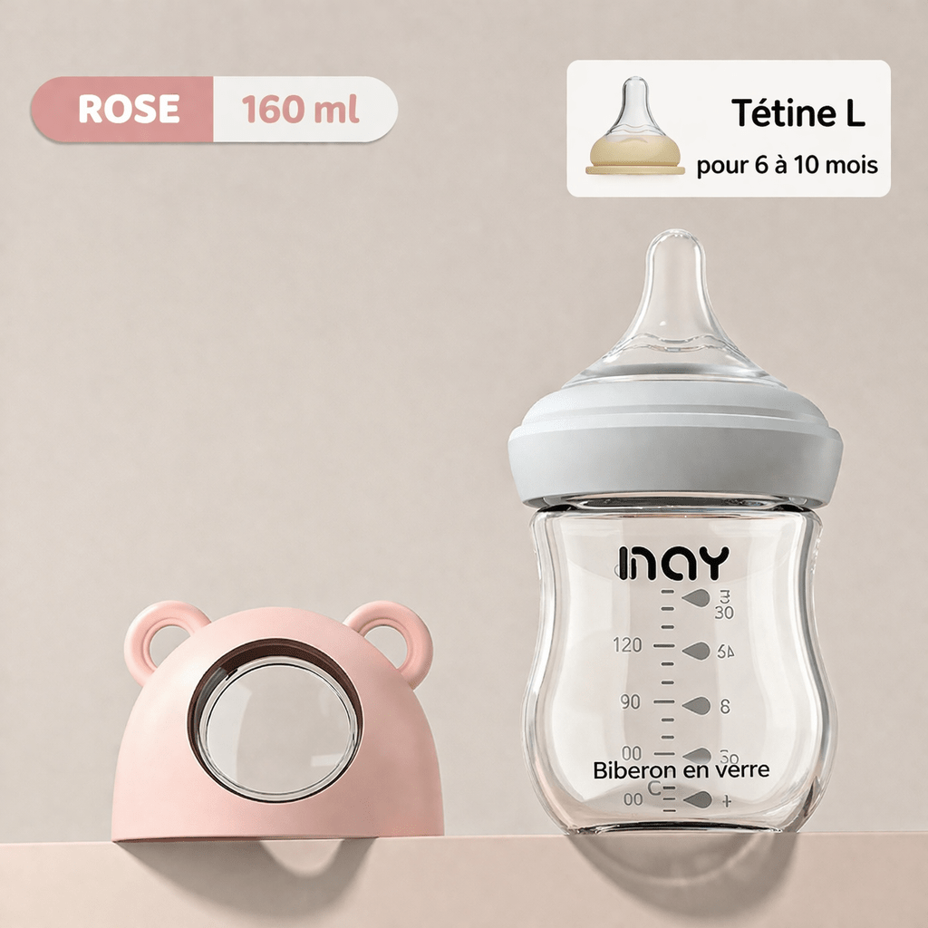 Biberon en Verre 160ml / 240ml Anti-Colique pour Nouveau-né Kalinatur