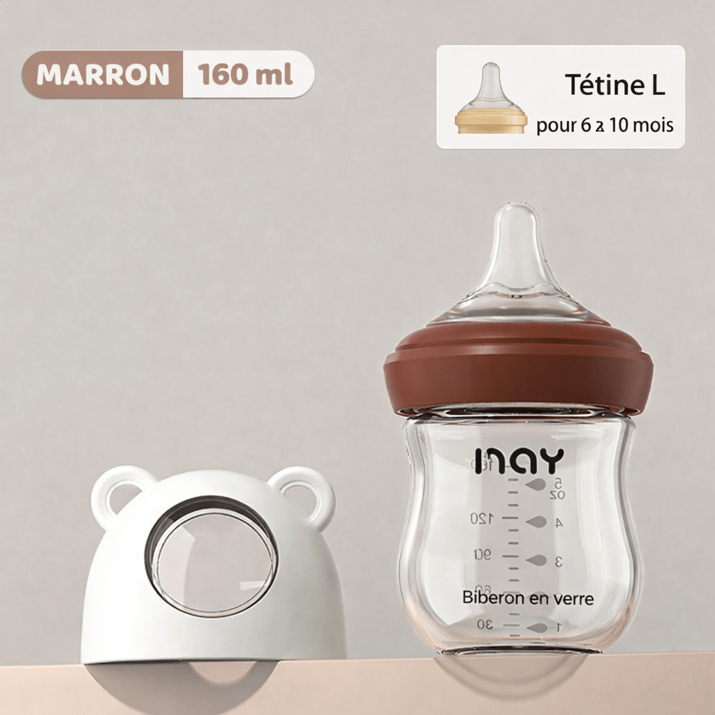 Biberon en Verre 160ml / 240ml Anti-Colique pour Nouveau-né Kalinatur