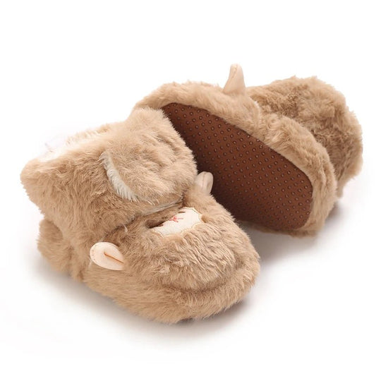 Chaussons bébé en forme de petit mouton, fourrure épaisse et moelleuse, oreilles 3D et semelle antidérapante pour une adhérence parfaite. Ultra chaud et douillet.
