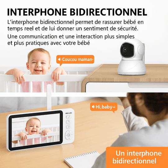 Caméra bebé BabyCam Serenity HD 5” - Vision nocturne & Audio bidirectionnel - Rotation 355°