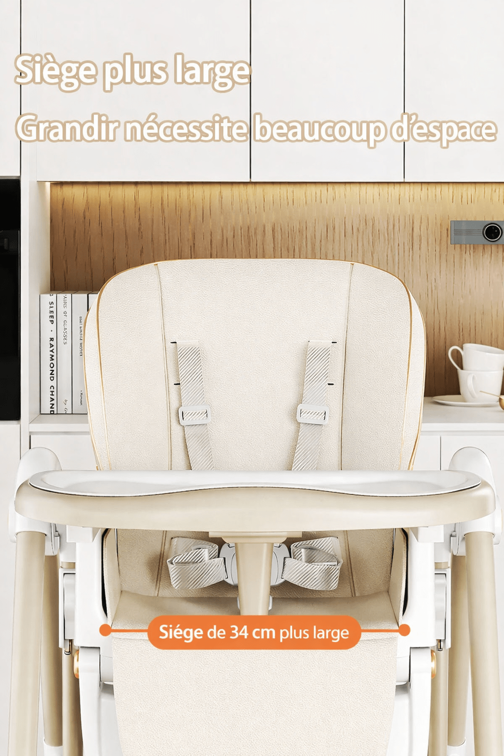 Chaise Haute Bébé Multifonction Pliable avec Roues Kalinatur