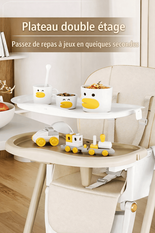 Chaise Haute Bébé Multifonction Pliable avec Roues Kalinatur