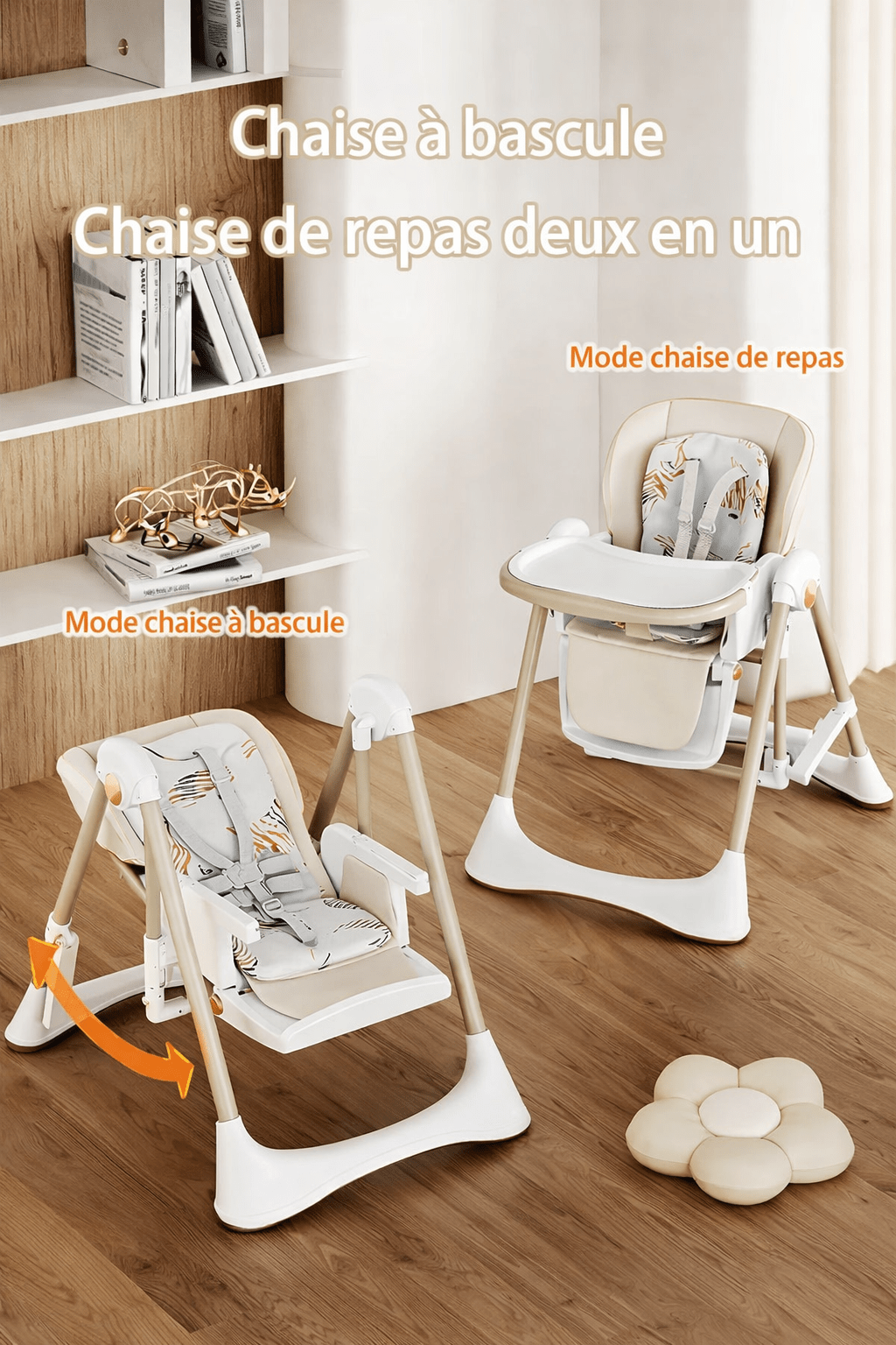 Chaise Haute Bébé Multifonction Pliable avec Roues Kalinatur