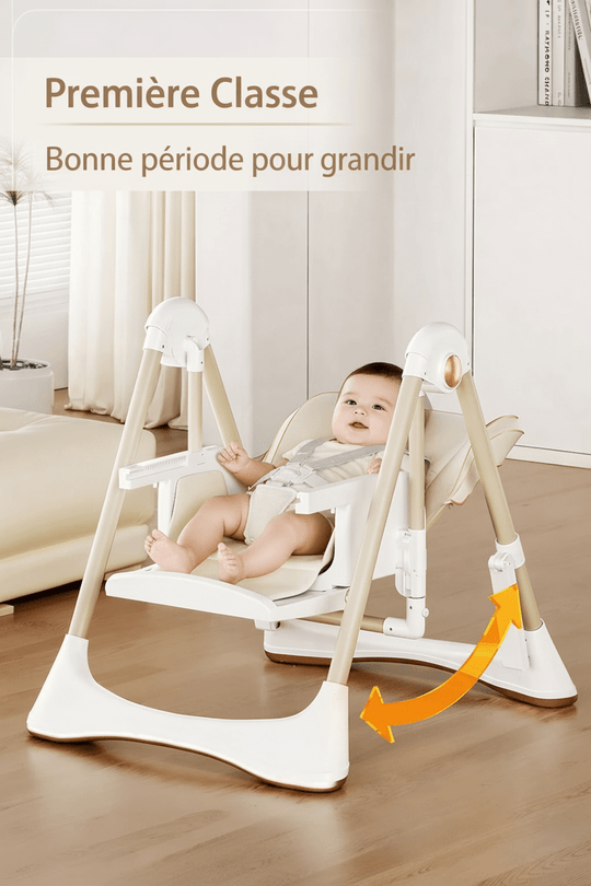 Chaise haute bébé avec dossier inclinable pour le confort et la détente de l’enfant
