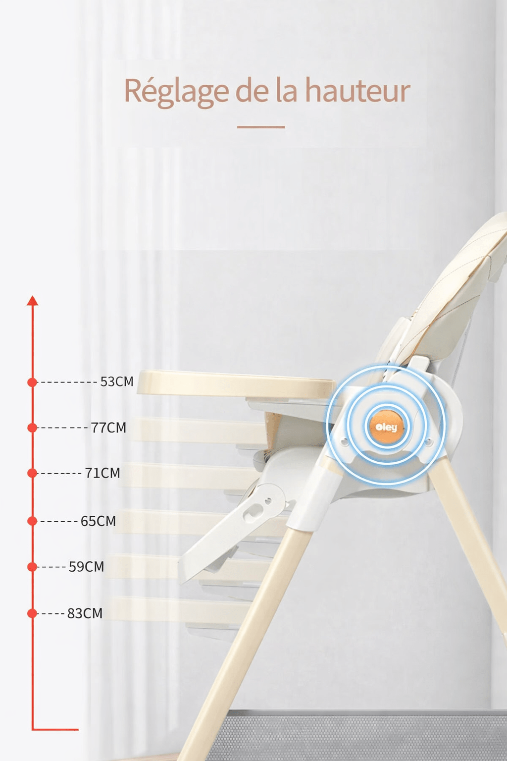Chaise Haute Bébé Multifonction Pliable avec Roues Kalinatur