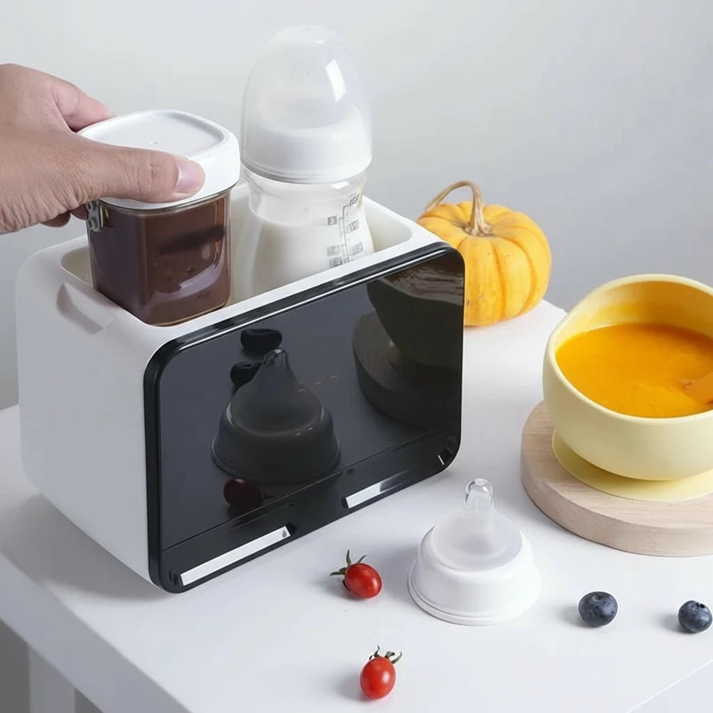 Chauffe-biberon et chauffe-petit pot intelligent Kalinatur™, appareil multifonction pour réchauffer le lait et les repas de bébé rapidement et en toute sécurité.
