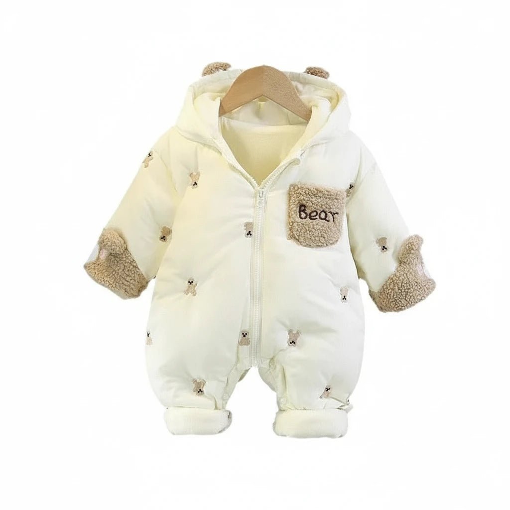 Combinaison d hiver pour bebe blanche Kalinatur avec details ours et tissu doux