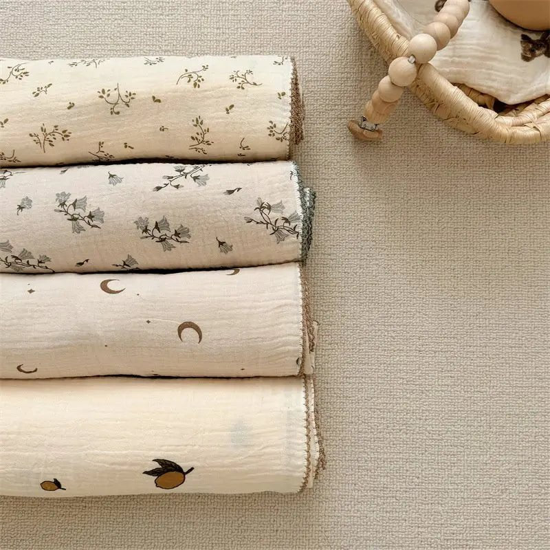 Couverture bébé 2 couches en mousseline de coton et bambou 100x100 cm