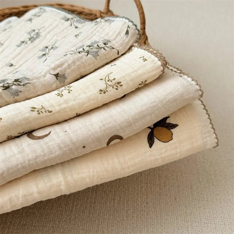 Couverture bébé 2 couches en mousseline de coton et bambou 100x100 cm