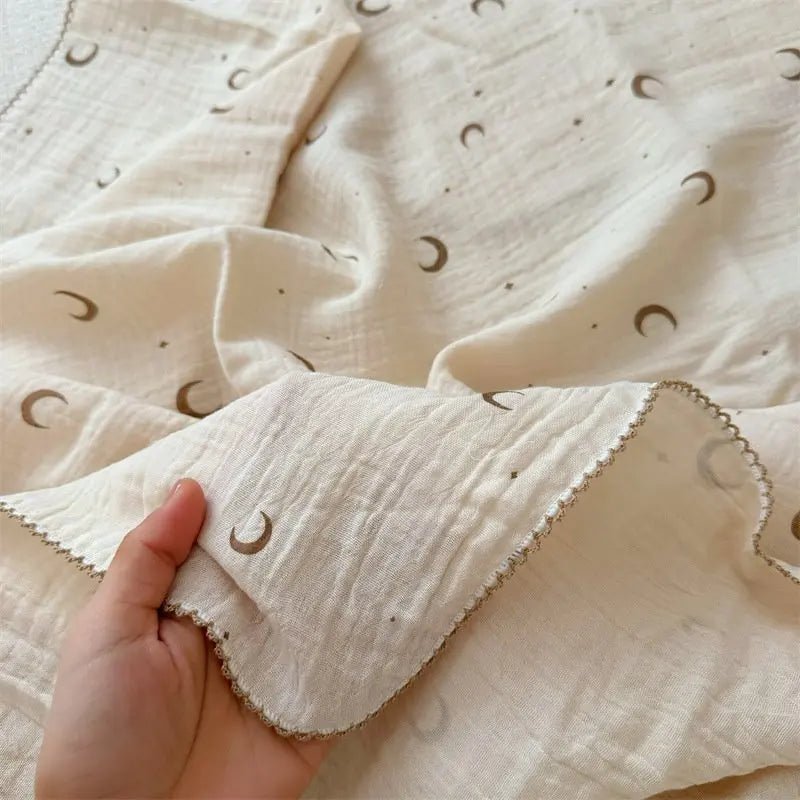 Couverture bébé 2 couches en mousseline de coton et bambou 100x100 cm