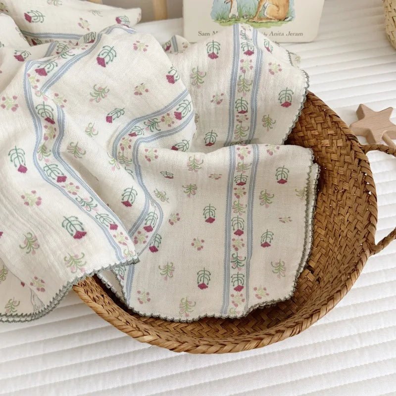 Couverture bébé 2 couches en mousseline de coton et bambou 100x100 cm