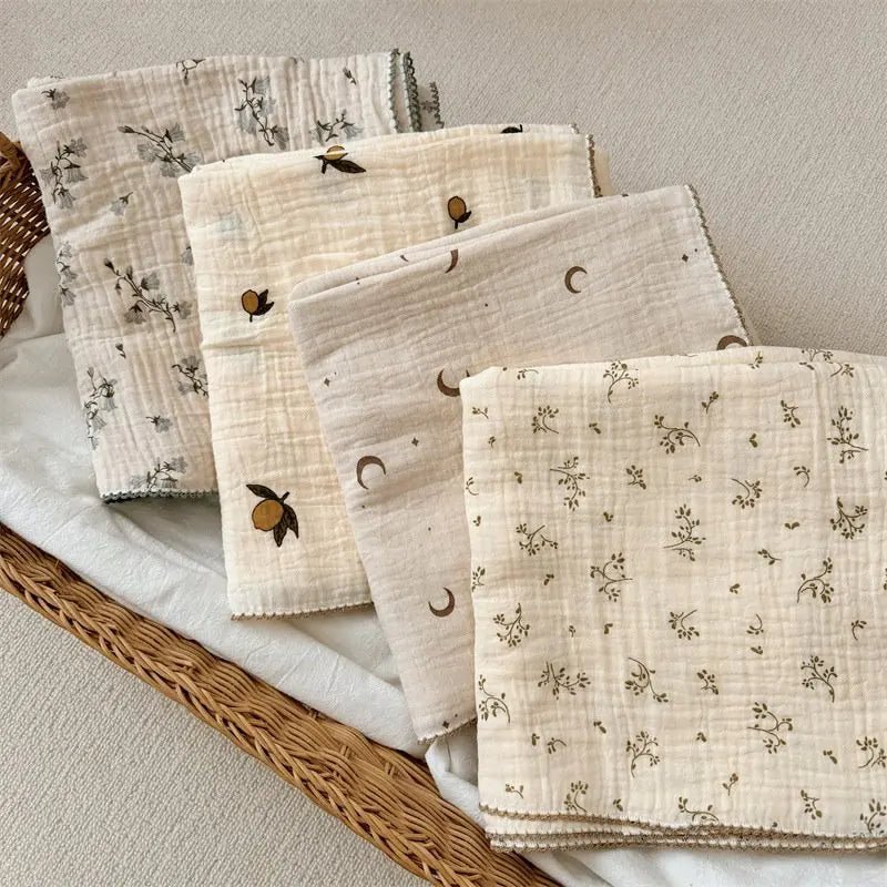 Couverture bébé 2 couches en mousseline de coton et bambou 100x100 cm