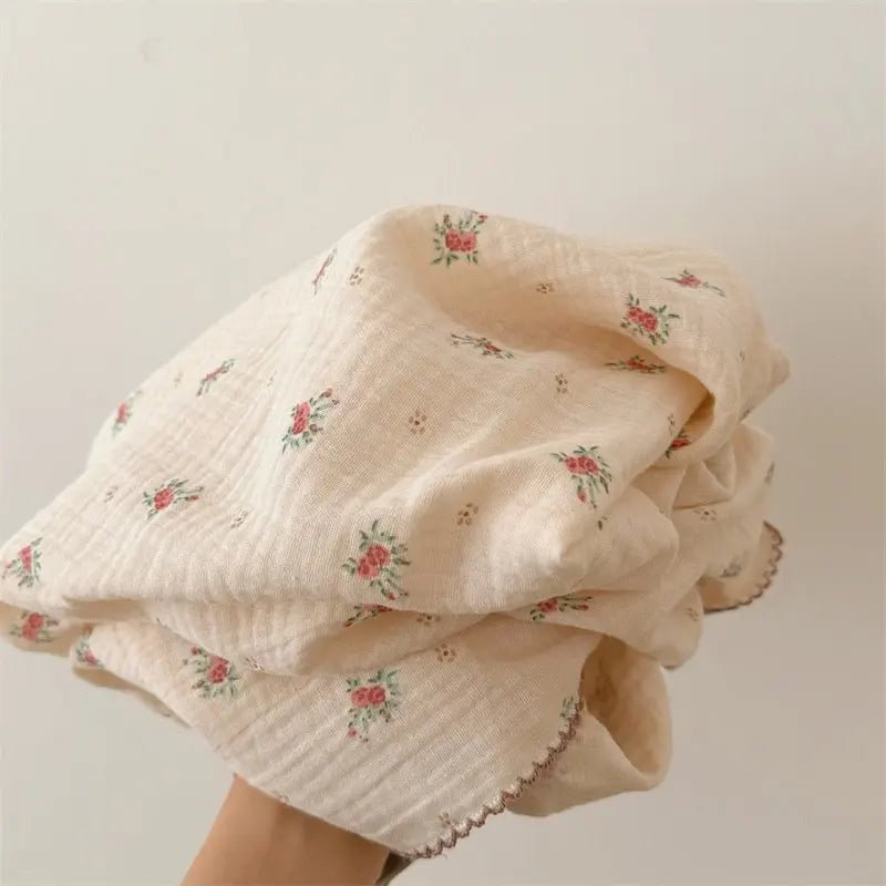 Couverture bébé 2 couches en mousseline de coton et bambou 100x100 cm