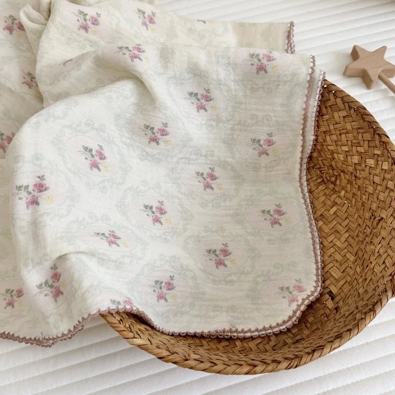 Couverture bébé 2 couches en mousseline de coton et bambou 100x100 cm