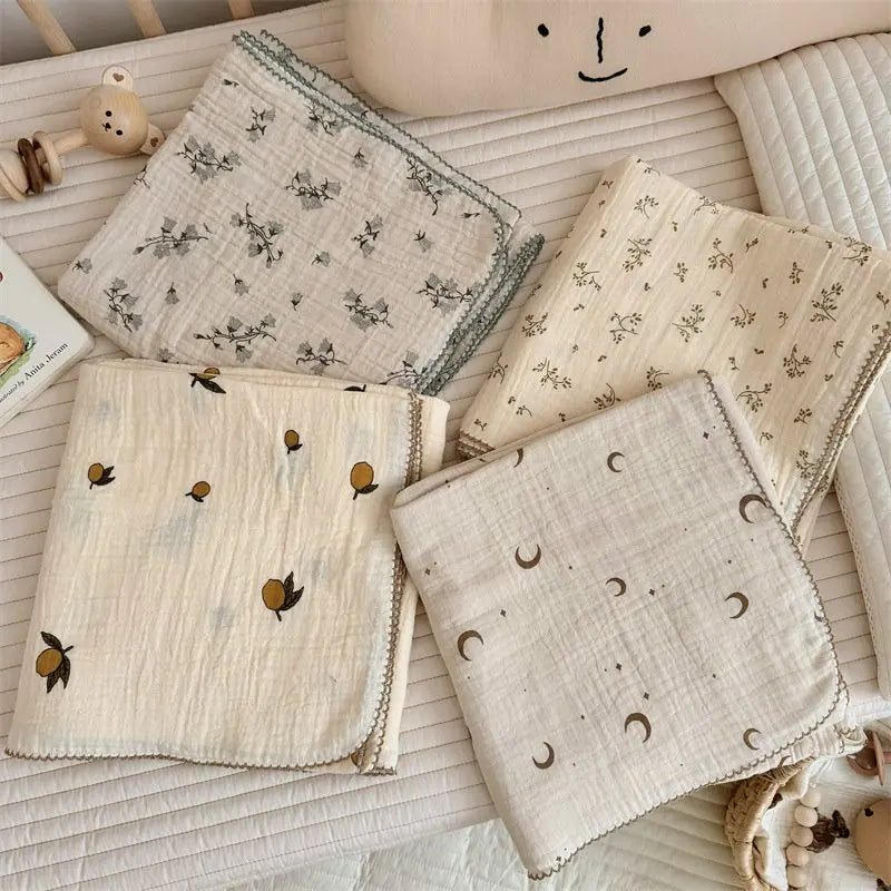 Couverture bébé 2 couches en mousseline de coton et bambou 100x100 cm