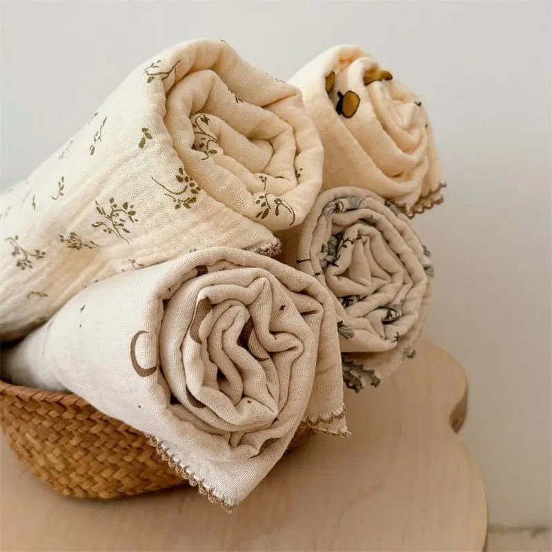 Couverture bébé 2 couches en mousseline de coton et bambou 100x100 cm