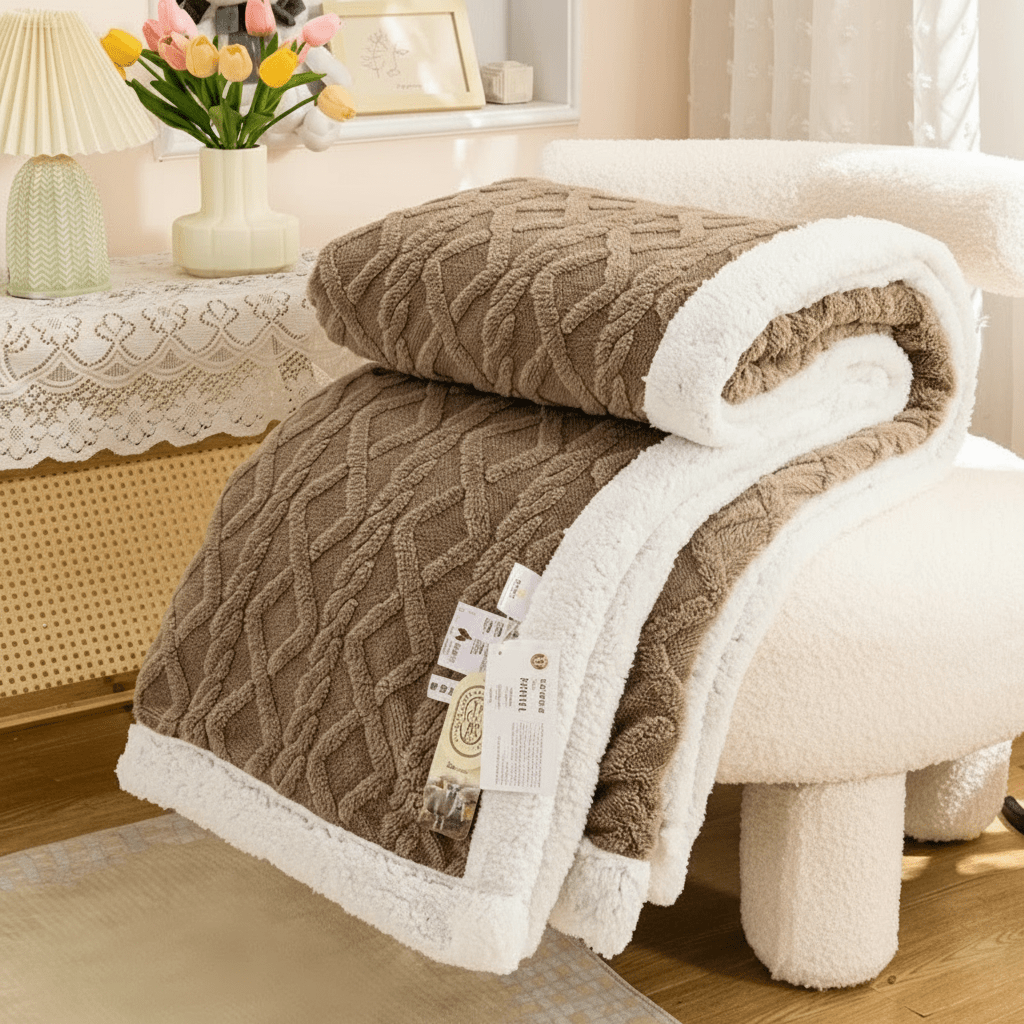 Manta de invierno cálida de lana tejida | Manta polar suave y acogedora
