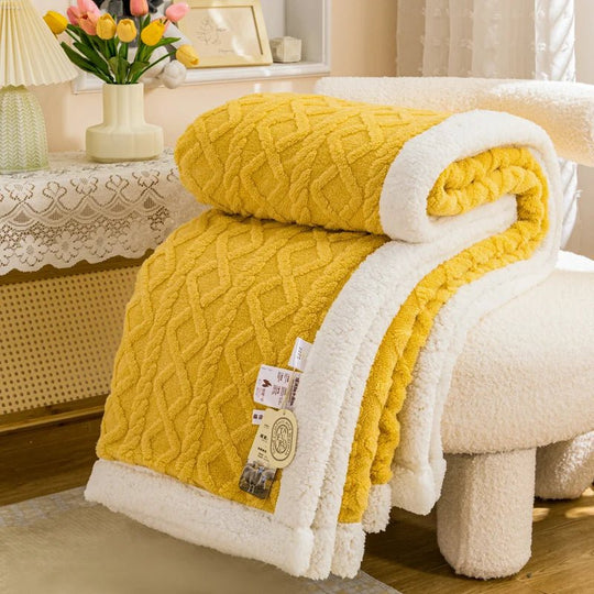 Manta de invierno cálida de lana tejida | Manta polar suave y acogedora