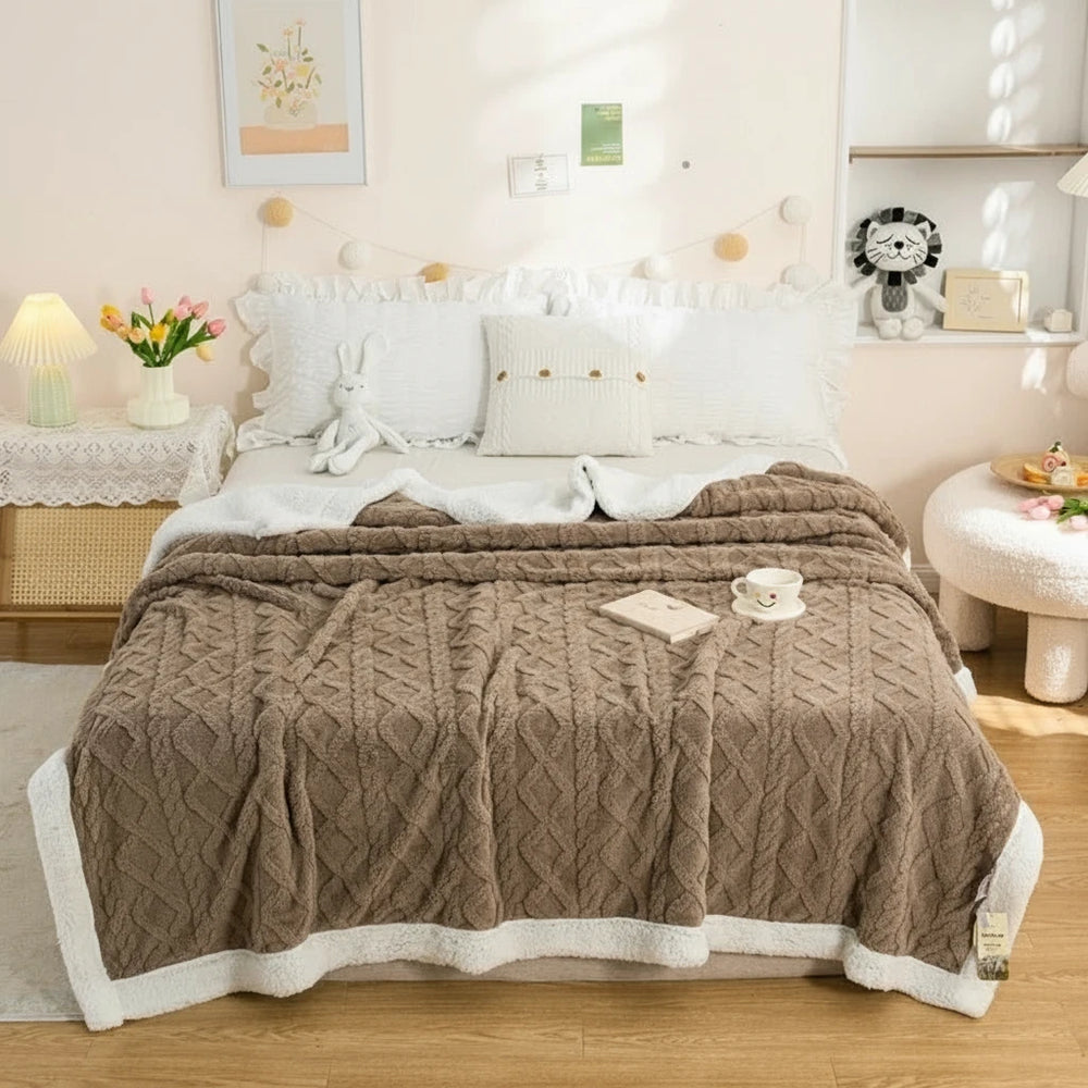 Manta de invierno cálida de lana tejida | Manta polar suave y acogedora