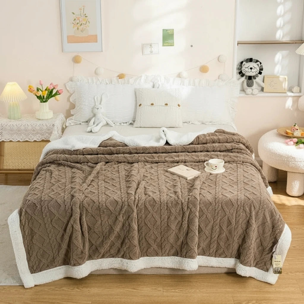 Manta de invierno cálida de lana tejida | Manta polar suave y acogedora