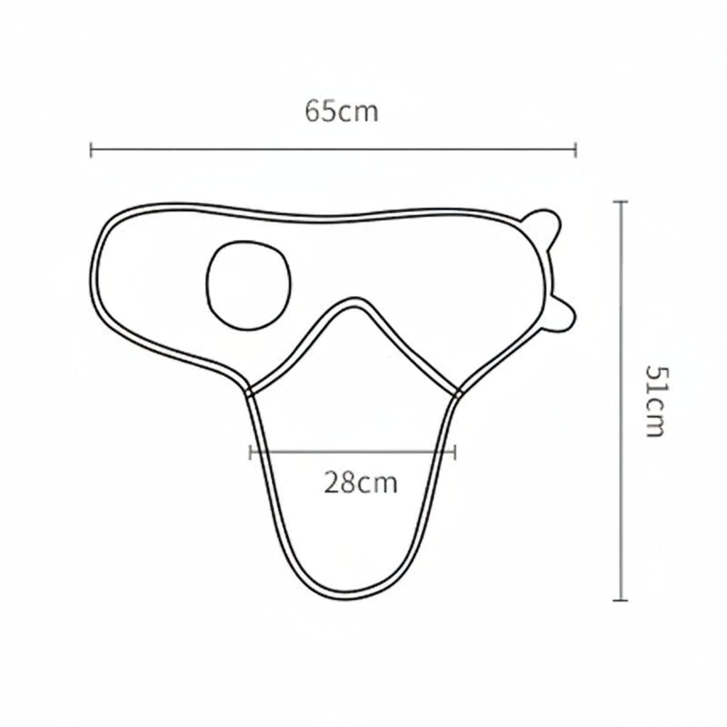 Schéma des dimensions de la couverture d’emmaillotage bébé 65 cm x 51 cm.