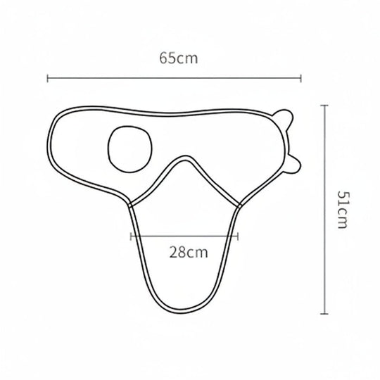 Schéma des dimensions de la couverture d’emmaillotage bébé 65 cm x 51 cm.