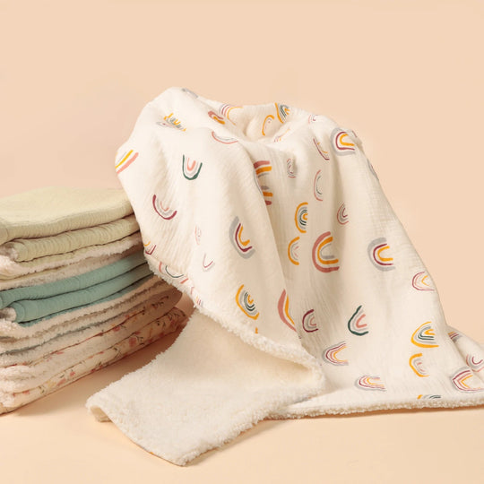 Couverture d’hiver bébé épaisse en coton et polaire douce | Plaid chaud 100x80 cm – Kalinatur