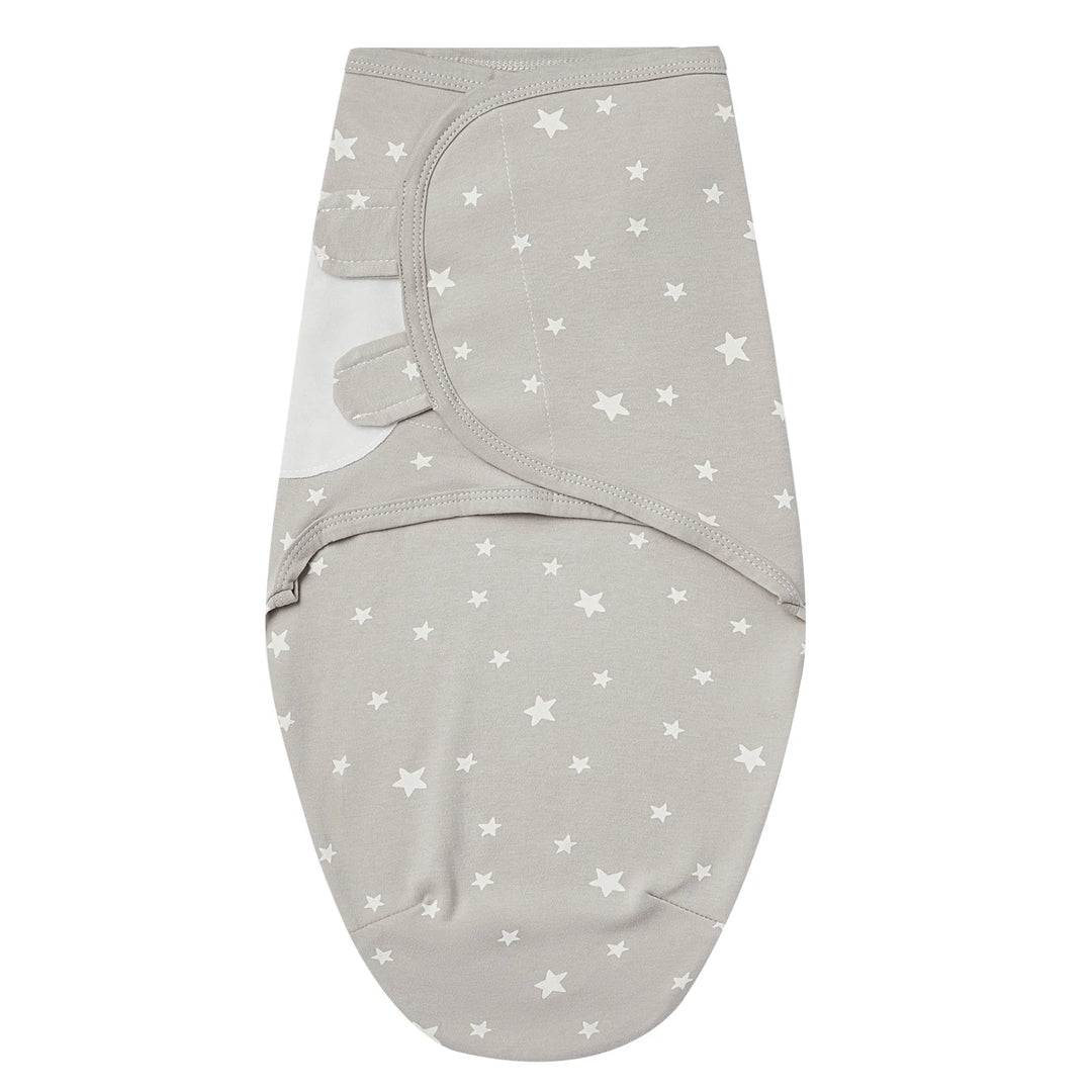 Gigoteuse grise pour bébé avec un motif d’étoiles blanches, modèle Kalinatur.