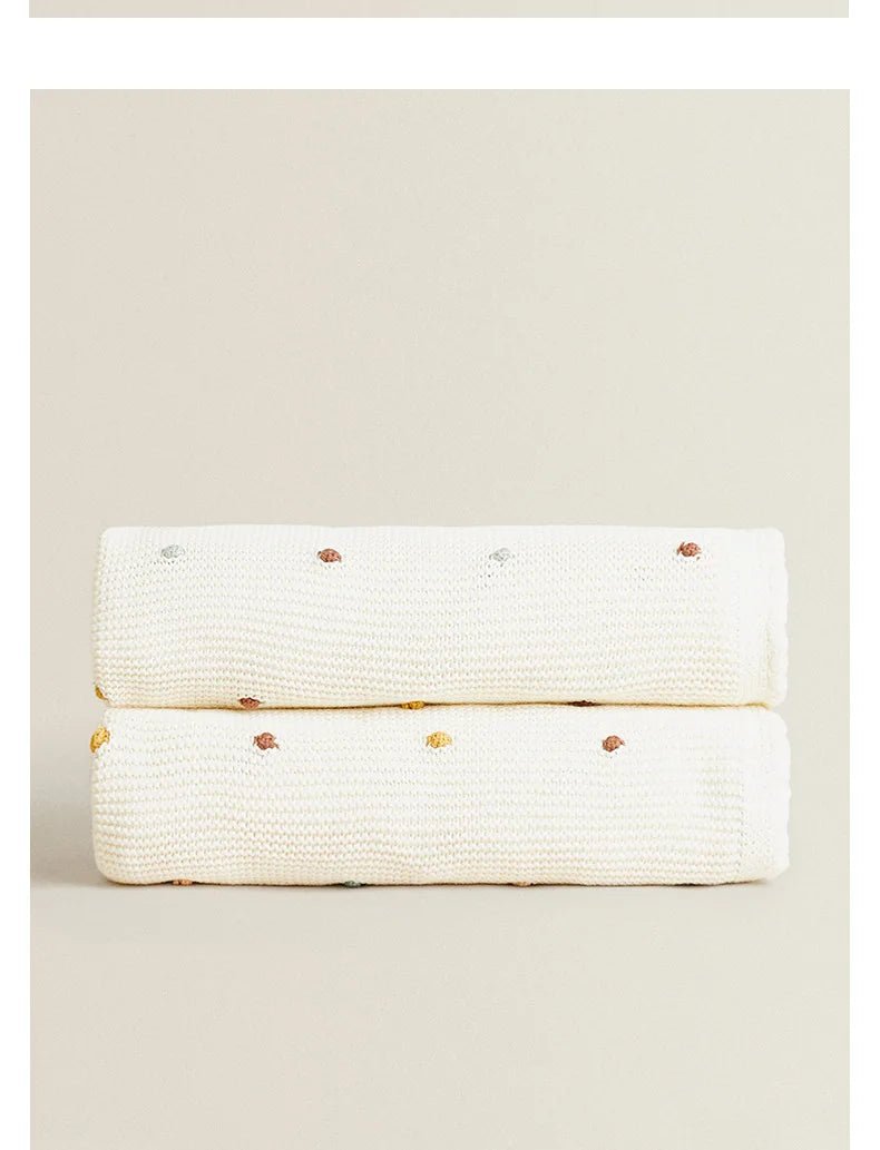 Couverture tricotée bébé en coton et bambou 100x70 cm