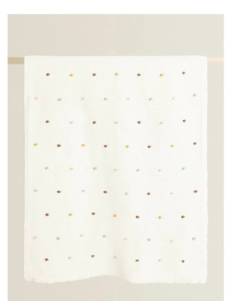 Couverture tricotée bébé en coton et bambou 100x70 cm