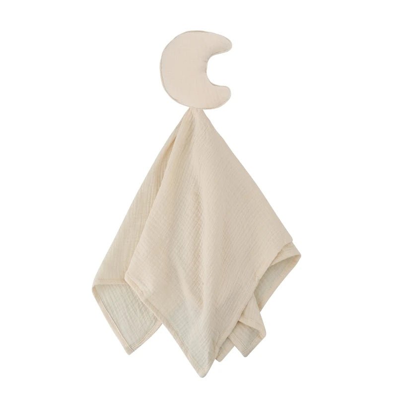 Doudou lune en mousseline couleur crème pour bébé