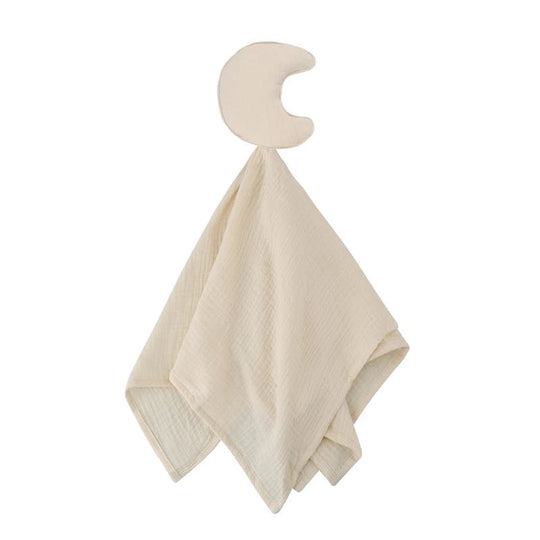 Doudou lune en mousseline couleur crème pour bébé