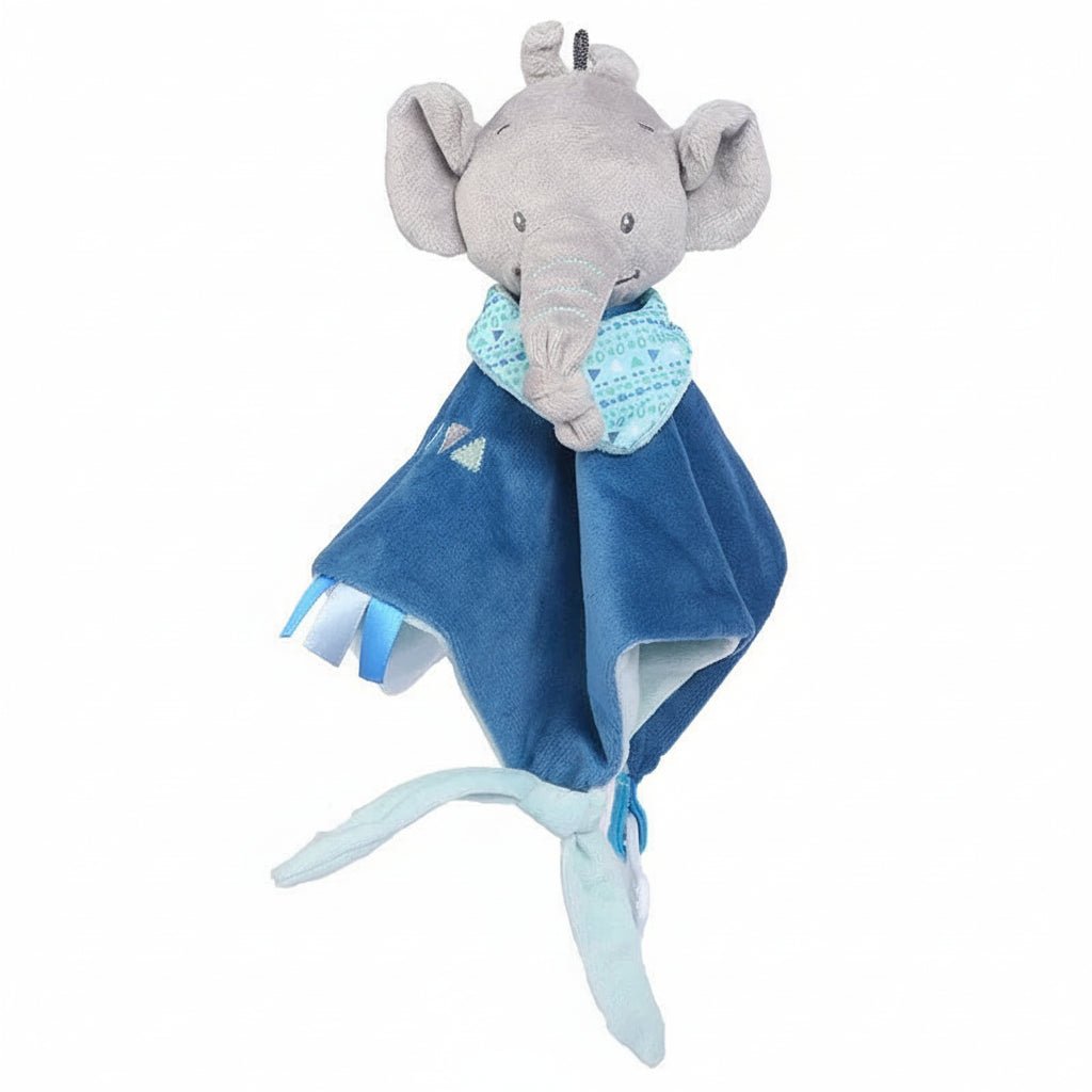 Doudou éléphant bleu ultra doux avec lange en velours pour bébé