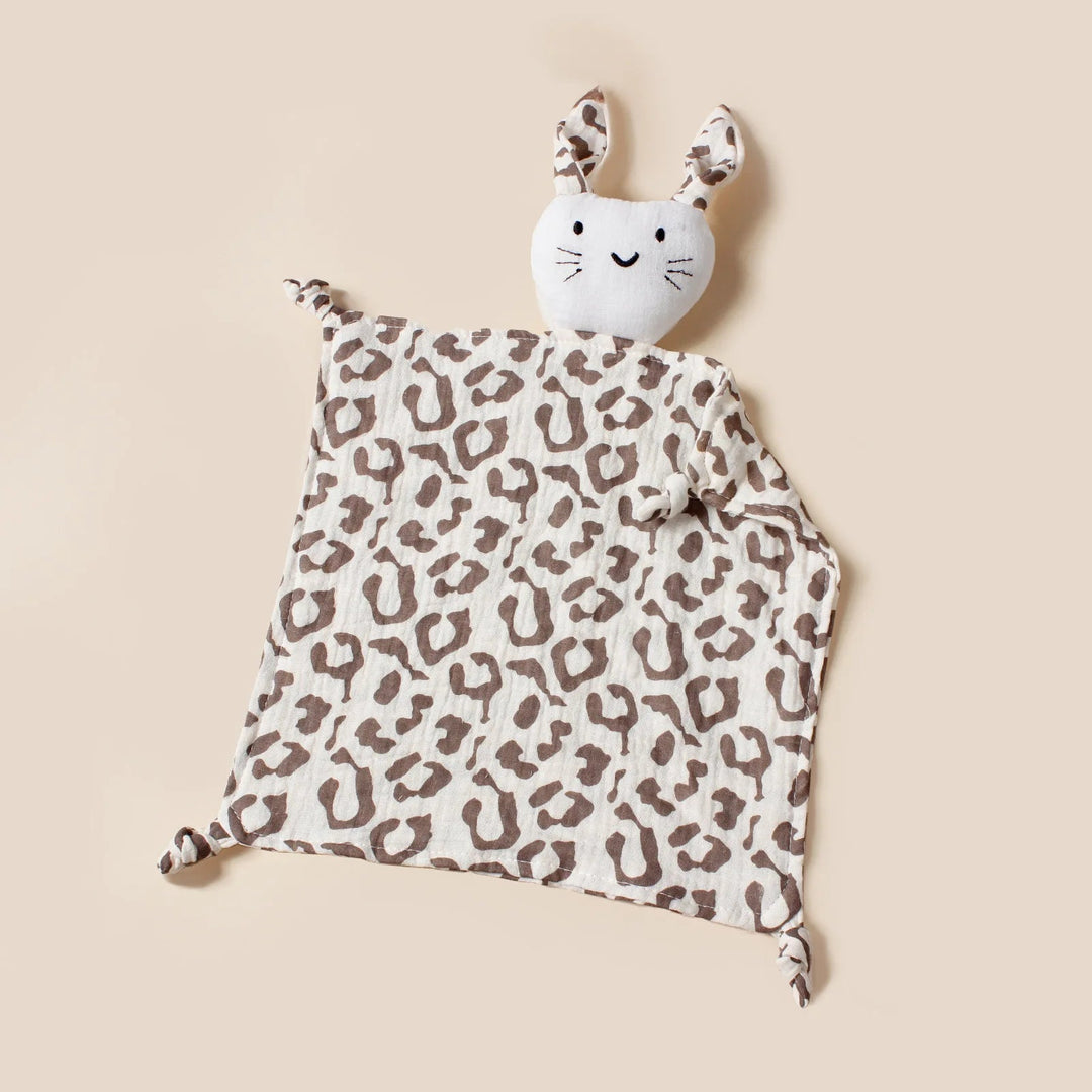 Doudou lapin en mousseline motif léopard – Kalinatur