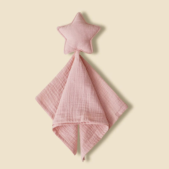 Doudou étoile rose pastel en gaze de coton