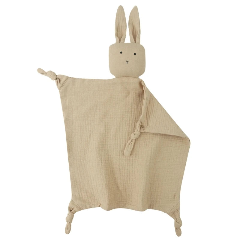 Doudou lapin en mousseline beige poudré pour bébé – Kalinatur
