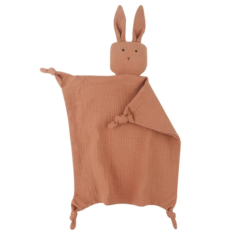 Doudou lapin terracotta en mousseline pour bébé