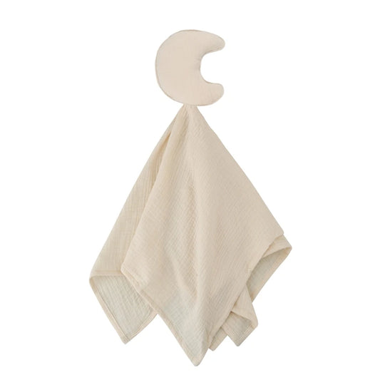 Doudou lune en mousseline couleur crème pour bébé