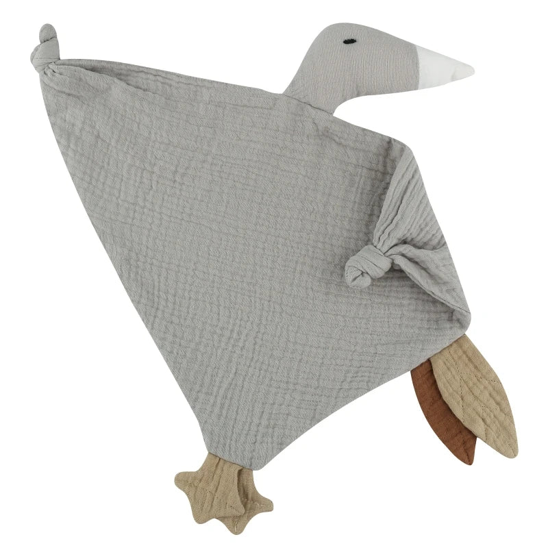 Doudou en mousseline en forme d’oie gris clair pour bébé – Kalinatur