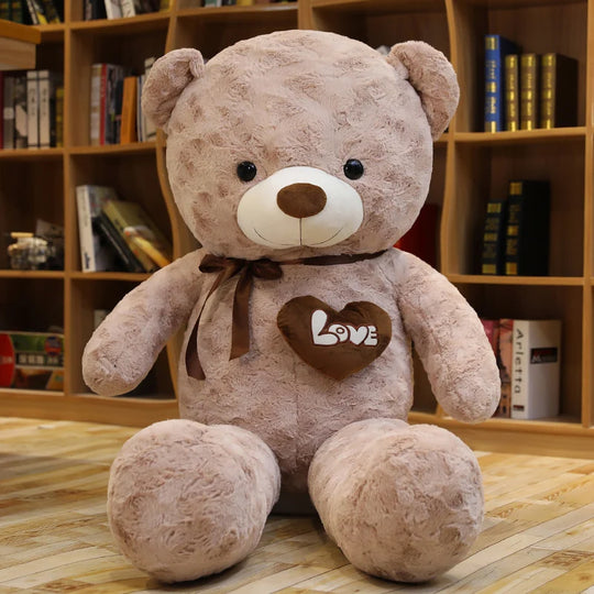 Doudou ours beige Kalinatur avec cœur Love – peluche premium pour bébé