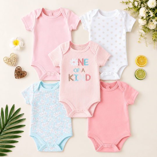 Body Bébé Fleuri Rose et Blanc bleu