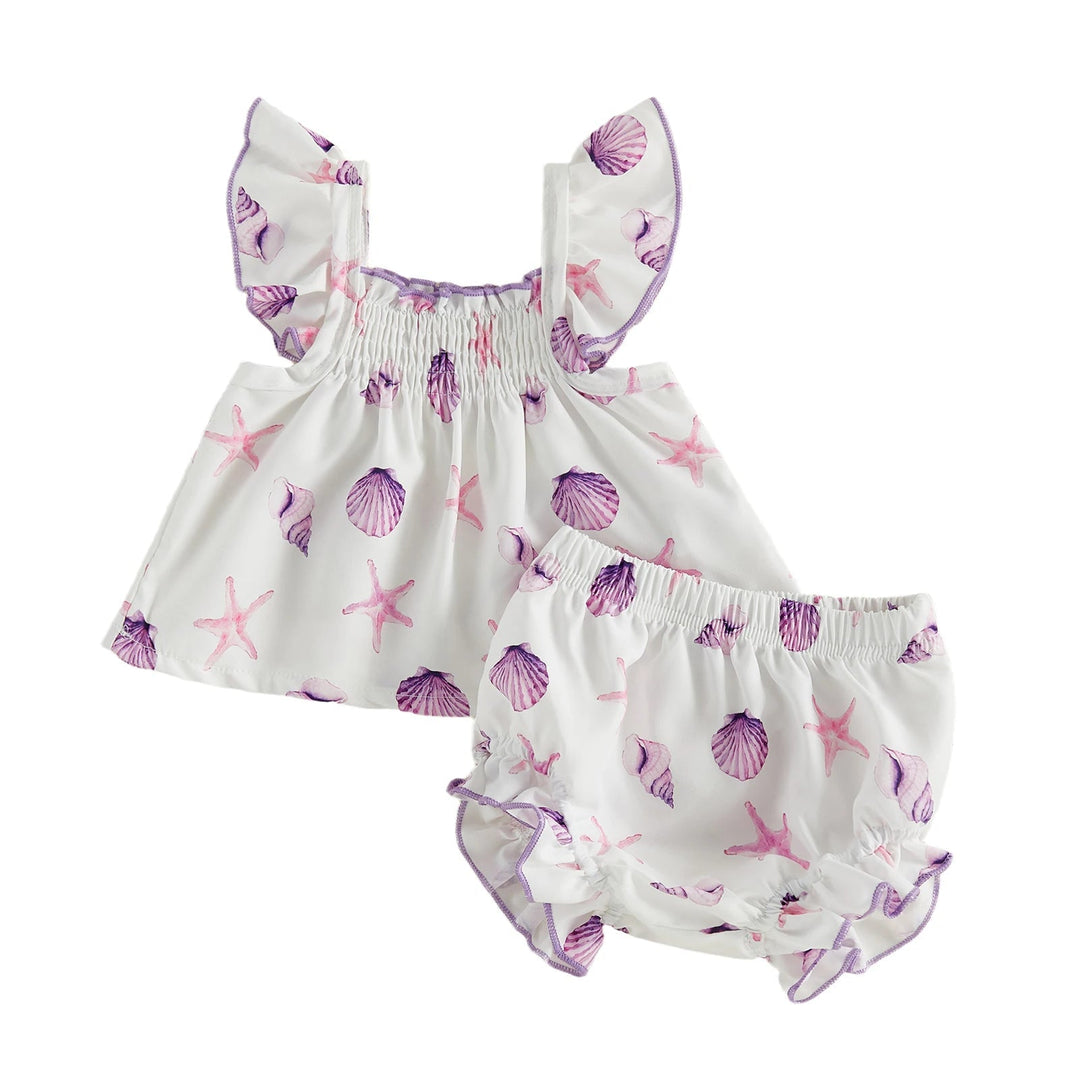 Ensemble Bébé Fille Été – Tenue Fleurie avec Volants et Bandeau Kalinatur