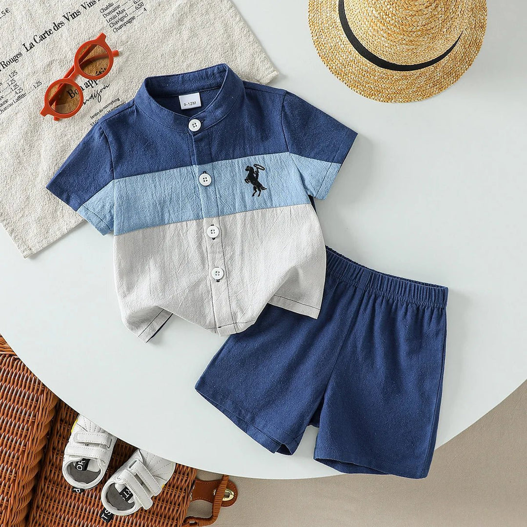 Ensemble bebe garçons bleu marine bleu ciel blanc