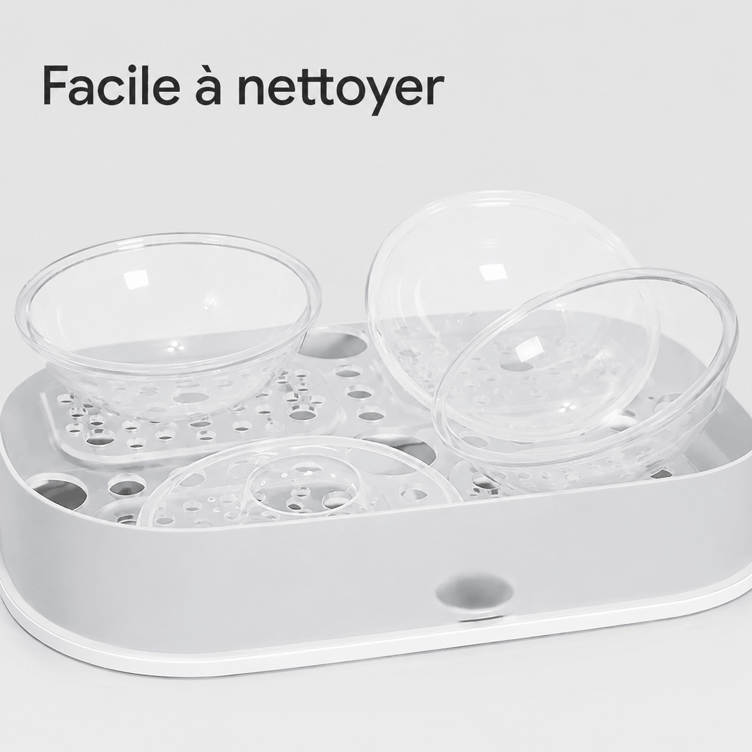 Éléments d’un collecteur de lait maternel en silicone démontés et placés dans un bac de nettoyage. Illustration mettant en avant un entretien simple, rapide et une hygiène optimale pour un usage quotidien.

Select 68 more words to run Humanizer.