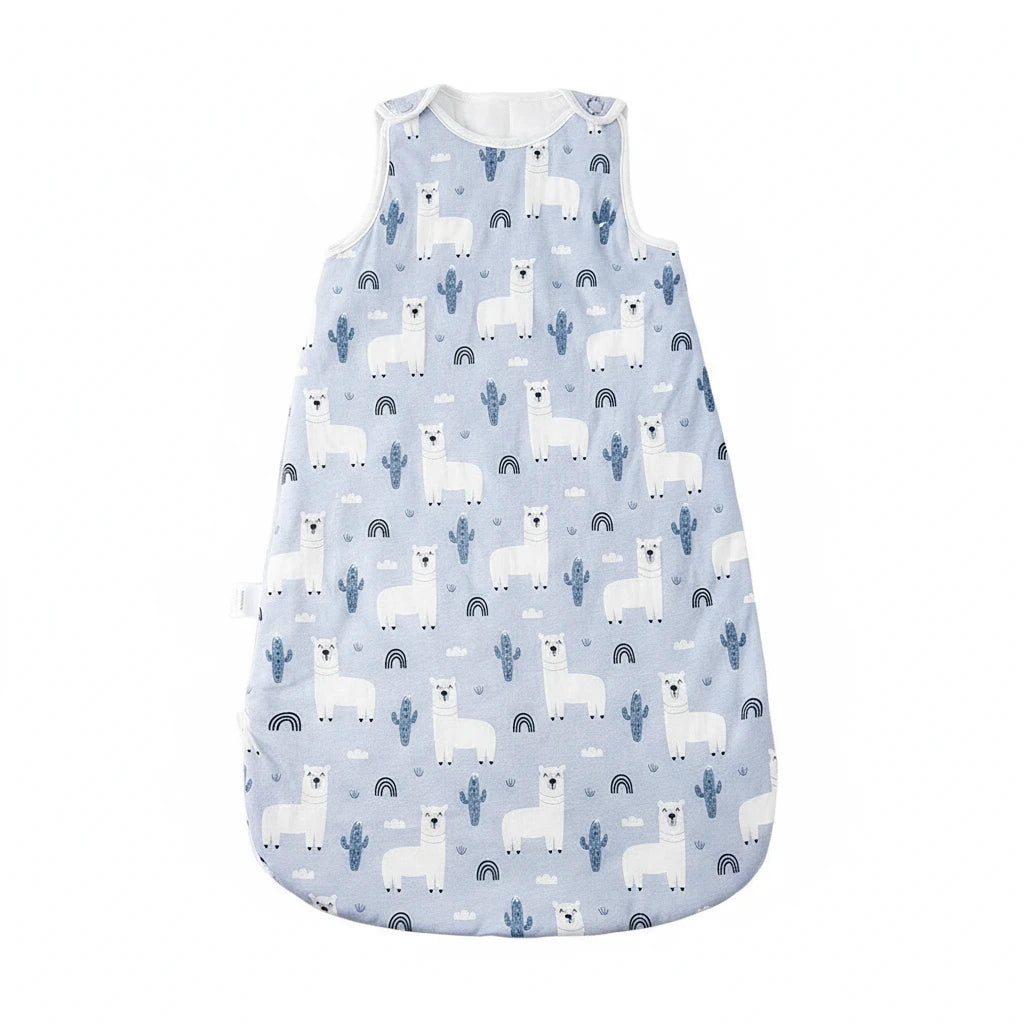 Gigoteuse bébé Kalinatur bleue à motifs lamas et cactus – turbulette