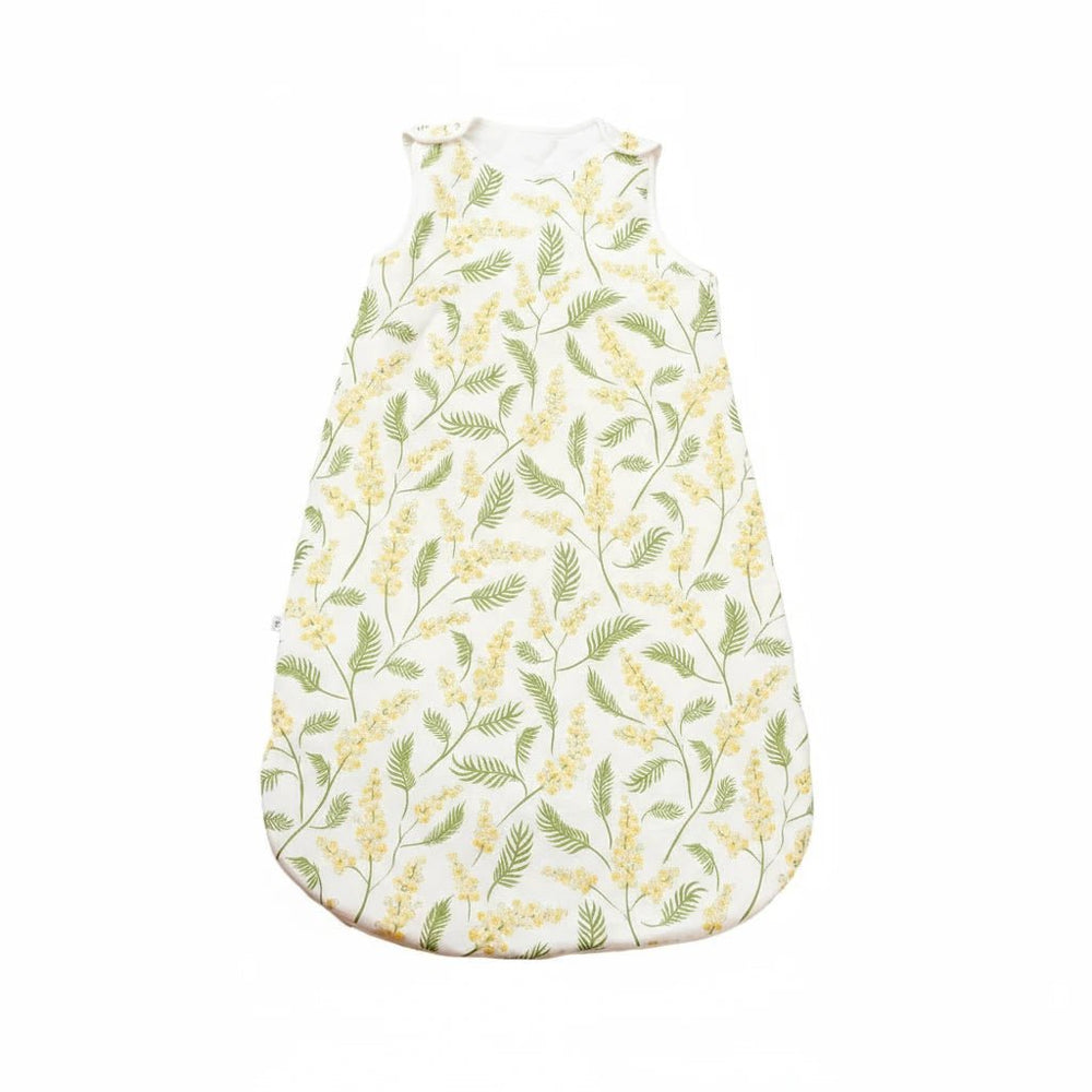 Gigoteuse bébé en coton à motifs feuillage vert et jaune, douce et respirante pour un sommeil paisible – Kalinatur.